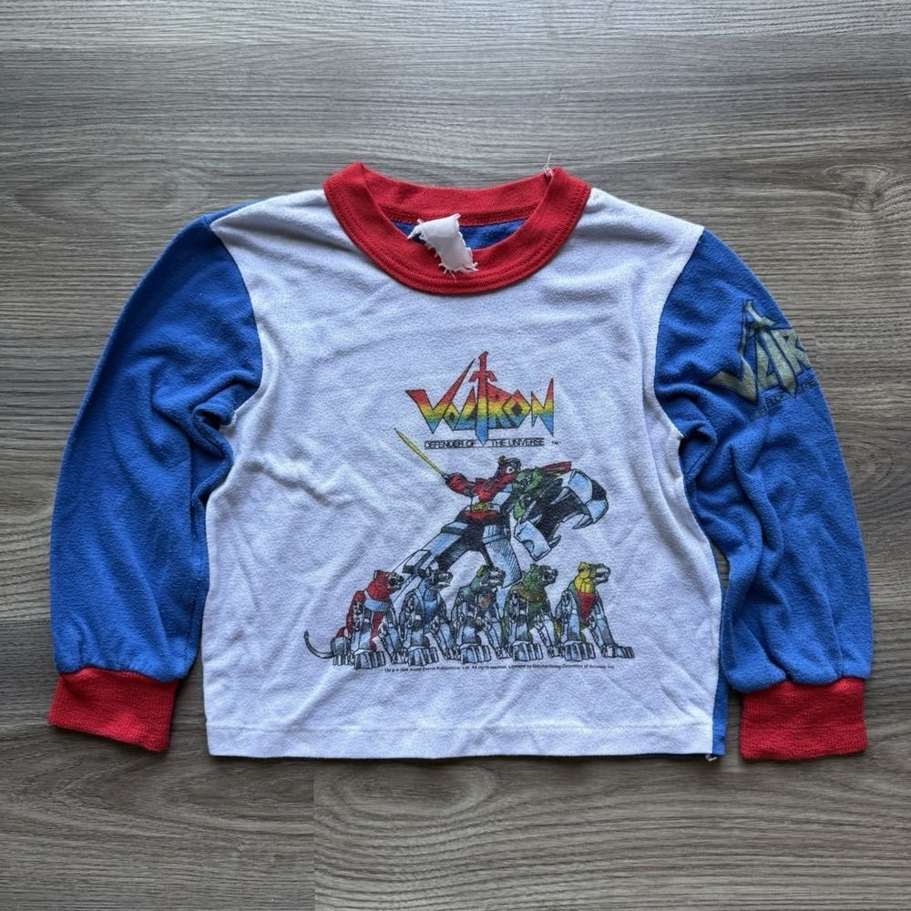 Vintage Voltron Shirt Boys XS Pajama Top Cartoon Robot Graphic 80s Defender